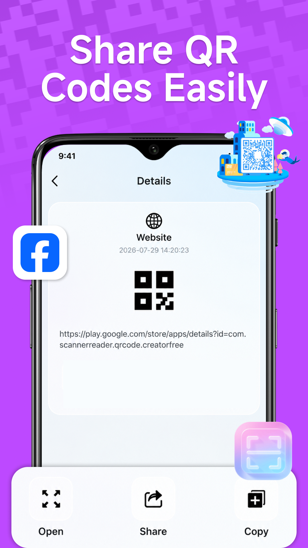 Share QR codes screen